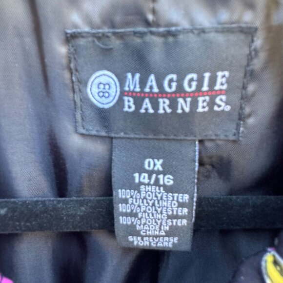 Maggie Barnes Vintage Womens Quilted Fan Print Black Pink Floral Jacket 0X 14/16 - Picture 3 of 8